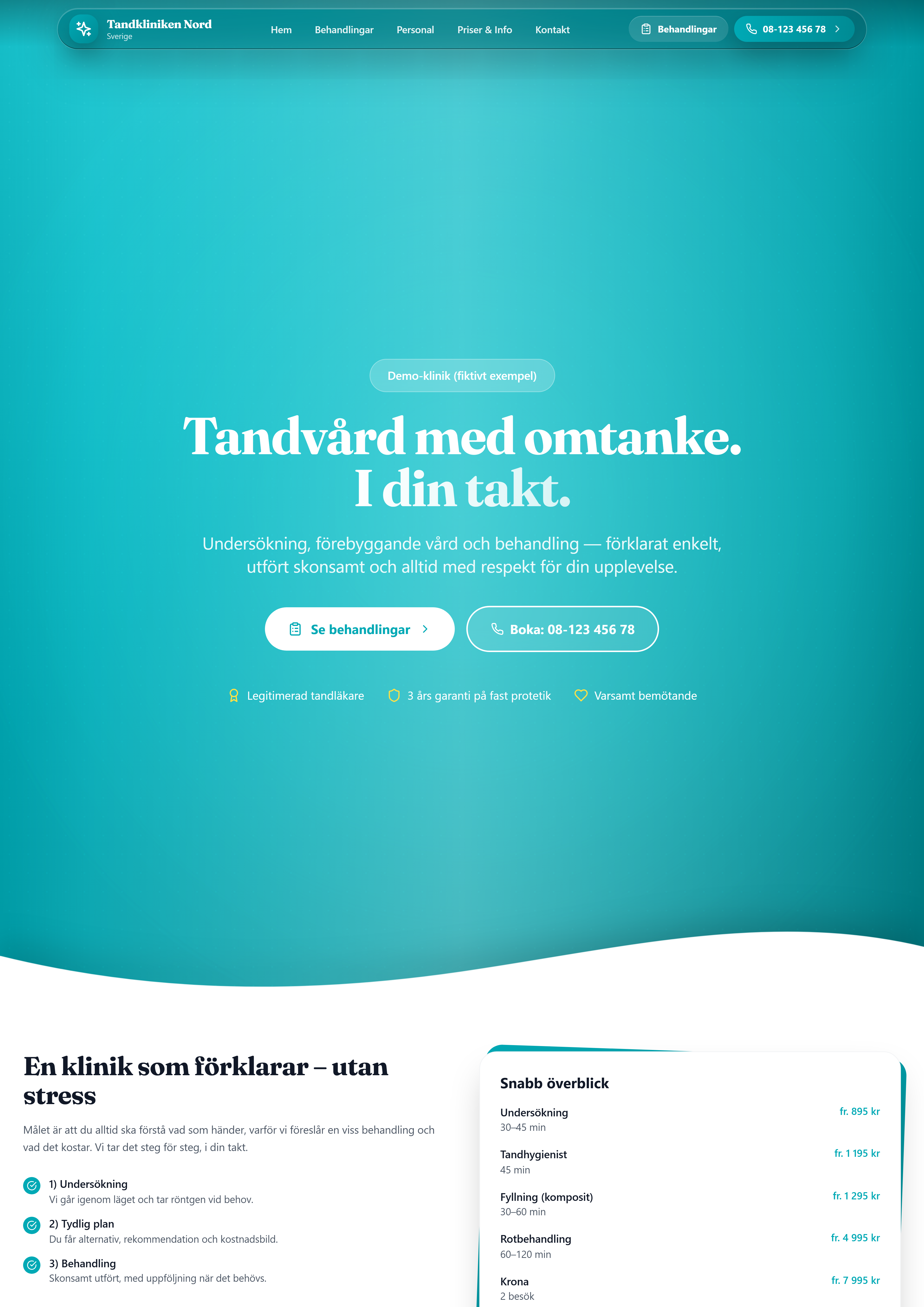 Tandkliniken Nord – exempel på modern företagshemsida från WebYard